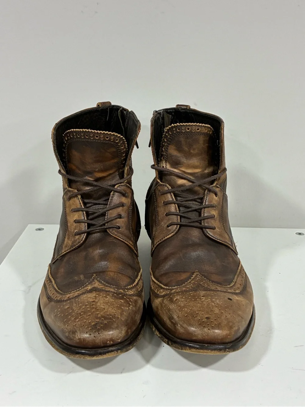 John Varvatos Collection Distressed Leather Boot Size EU 43 USA 10